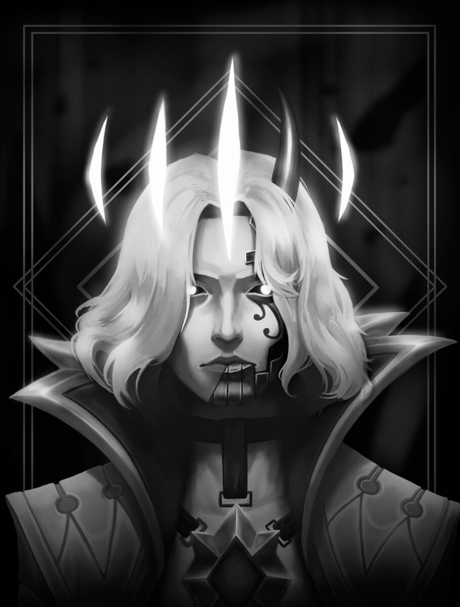 Pentakill Viego - Portrait Painting (B&amp;W)