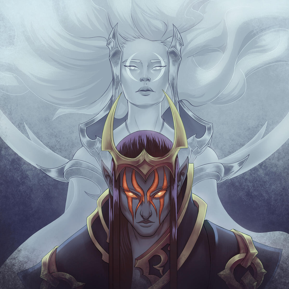 Aphelios and Alune - Half Rendered Portrait